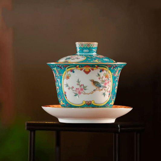 Jade Songbird Floral Elegance Teacup